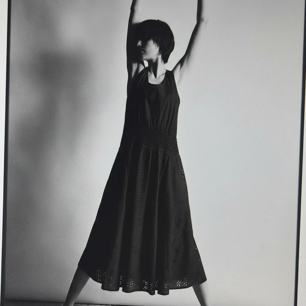 Thakoon Black Cotton‎ Eyelet Trapeze Midi Dress 10